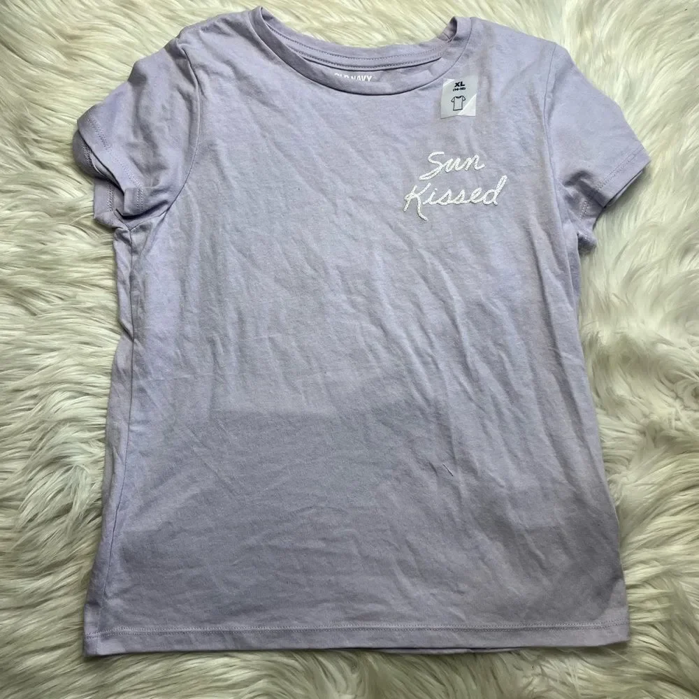 Old Navy Summer Short Sleeve T Shirt Set Cream & Purple Size XL / Large